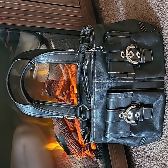 Coach Black Leather Handbag - Picture 1 of 16